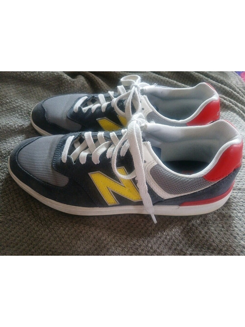 New Balance 574 GC574DR2 Navy Yellow Red Lace Up Men's Athletic Sneakers Mens 9